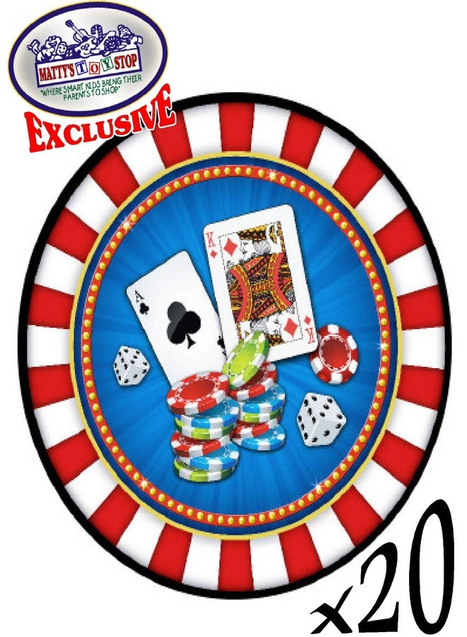 ماتي محطة الألعاب مجموعة لوازم حفلات فاخرة بطابع ليلة الكازينو لـ 20 شخصًا، تتضمن 20 طبقًا كبيرًا، و20 طبقًا صغيرًا، و20 منديلًا، و20 كوبًا، و2 غطاء طاولة - مثالية لليلة الكازينو أو عيد الميلاد (82 قطعة إجمالاً). - Image 3